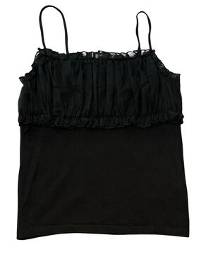 Cider Black Ruffle Chiffon Camisole size s
